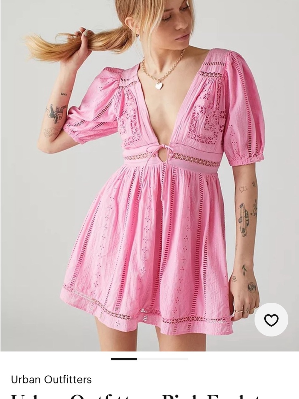 Urban Outfitters Bubblegum Pink Eyelet Mini Dress